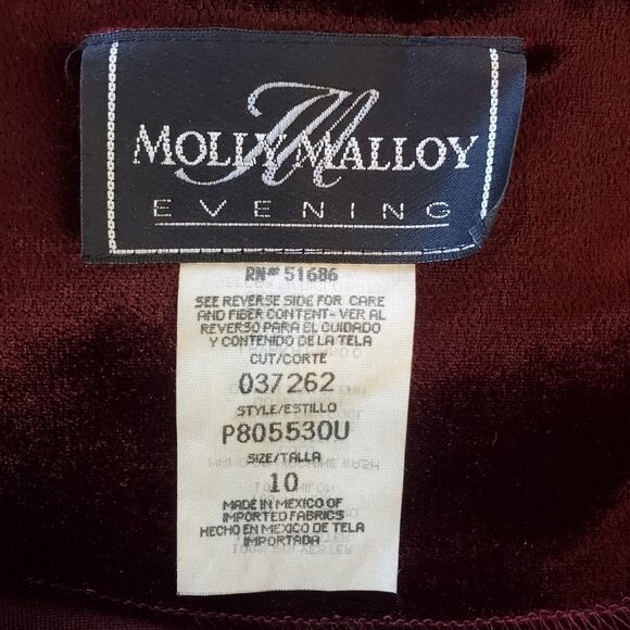 Vintage 90's Molly Malloy Brown Velvet Maxi Dress - Picture 4 of 5